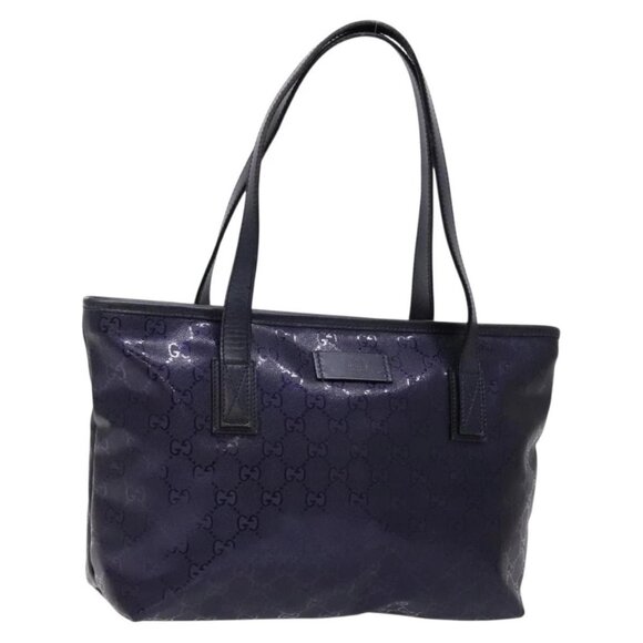 GUCCI GG implementation Tote Bag PVC Navy Silver 211133 Auth ki5982 - Picture 1 of 16